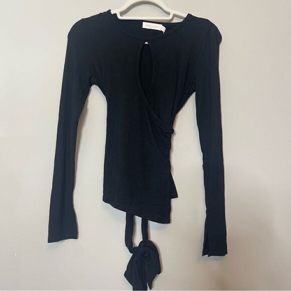 SIMKHAI Jeneen Clean Stretch Jersey Ls Wrap Top NWT XS - Picture 9 of 11